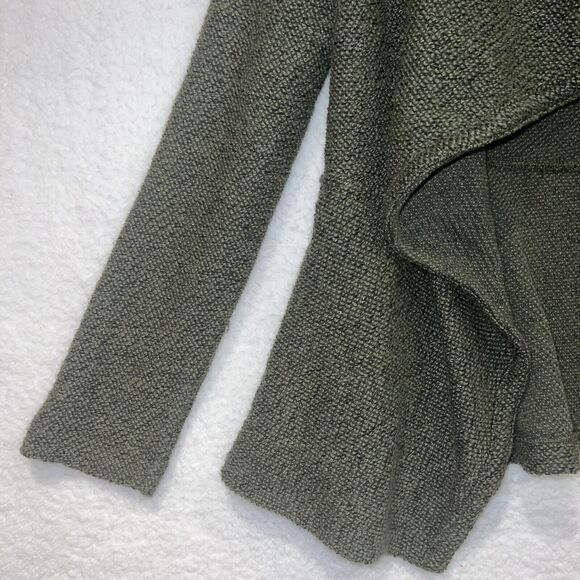 BNCI Blanc Noir Womens Open Front Waterfall Asymmetric Cardigan Green Sweater Lg - Picture 6 of 16